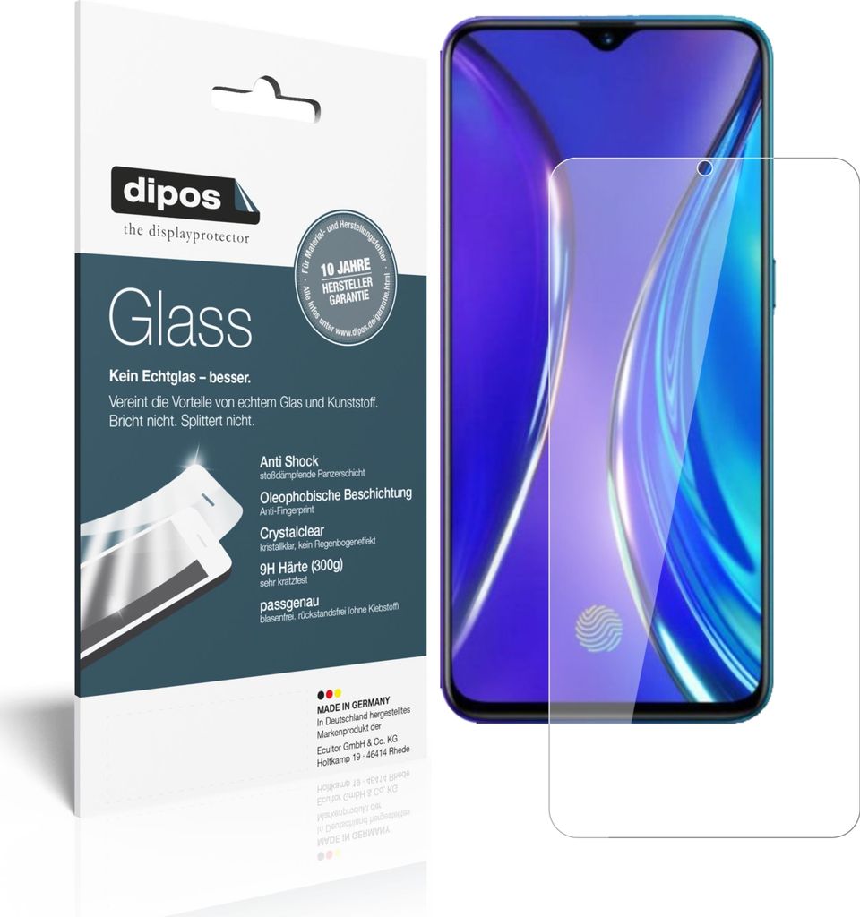 2x Schutzfolie für Oppo Realme X2 - Anti-Shock 9H Folie dipos Glass Kunststoffglas