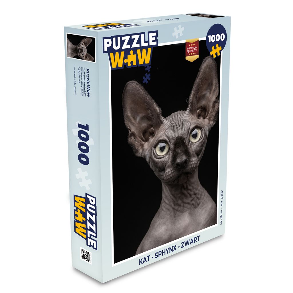 MuchoWow® Puzzle 1000 dílků Kočka - Sphynx - Černá - Hračky Obrázek produktu 