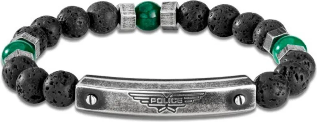 Bracelet Police PEJGB2008553 en acier inoxydable et résine noire