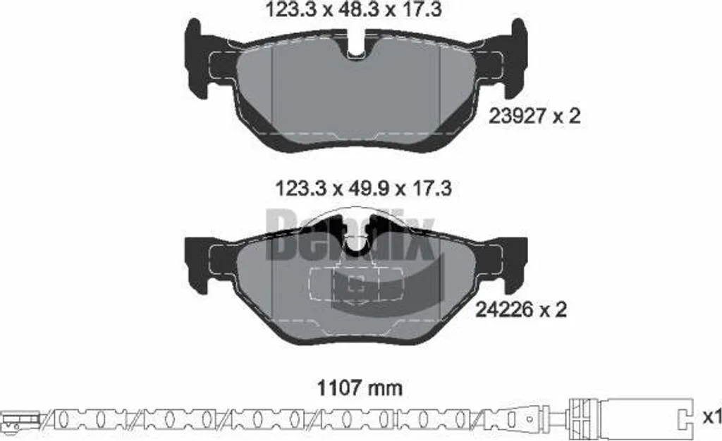 Plaquettes frein BENDIX BPD1582 pour BMW 3er E90 E91 E92 E93 1er E87