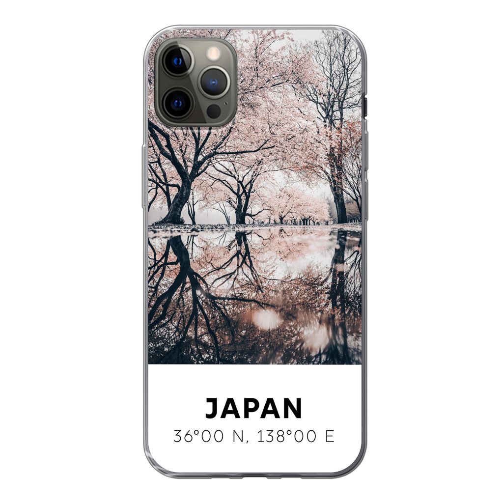 MuchoWow Handyhülle Schutzhülle Hülle für iPhone 13 Pro Max Japan - Sakura - Frühling - Rosa Silikon Softcase Handy Hülle - Mobiltelefon