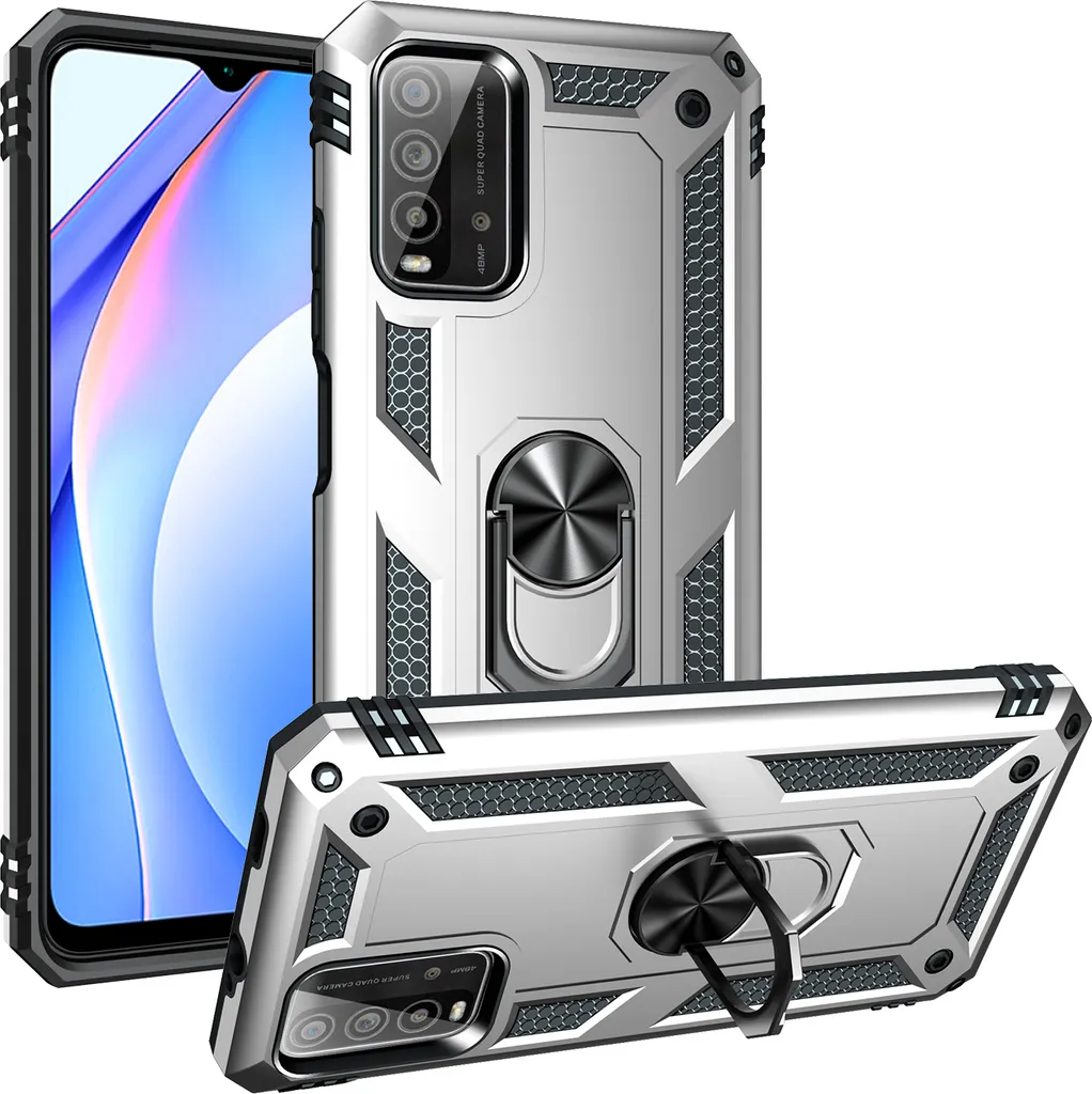 Custodia Rinforzata Argento per Redmi 9T: Sicurezza Garantita