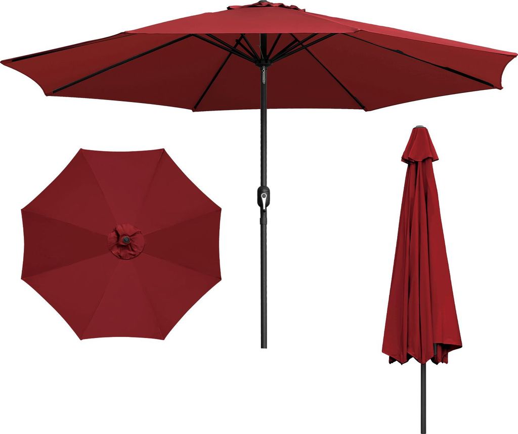 Faziango Sonnenschirm 3,5 m Stecksystem – Mehrteiliger Gartenschirm für Terrasse & Garten, Rot