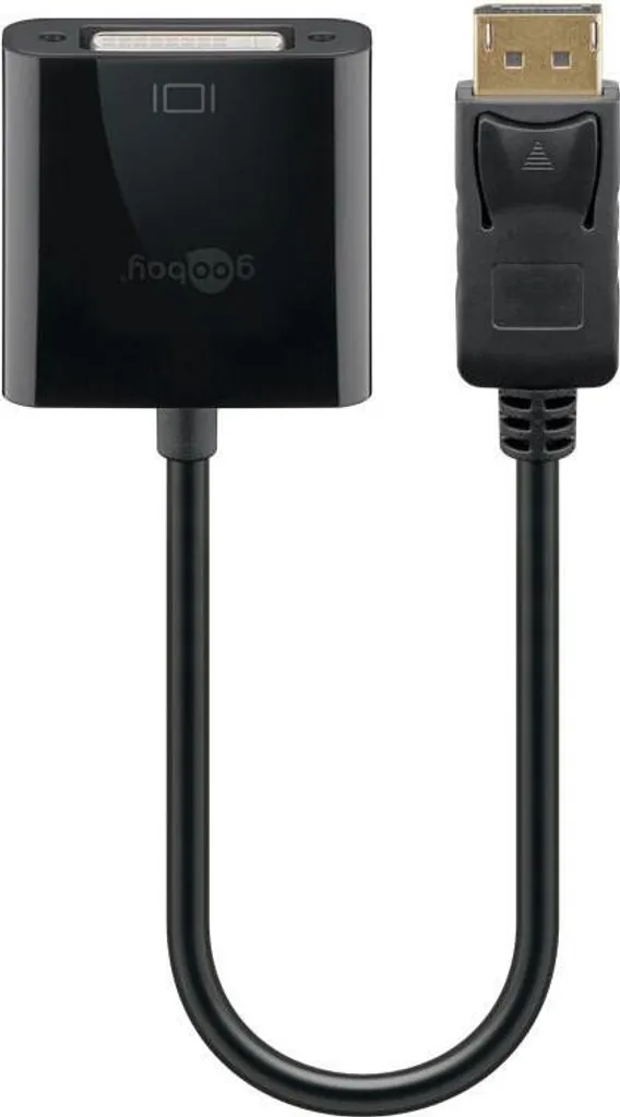 Goobay 69873 Cavo adattatore DisplayPort/DVI-D 1.2, nichelato, 0,2 m, nero - DisplayPort maschio > DVI-D femmina Dual-Link (24+1 pin)