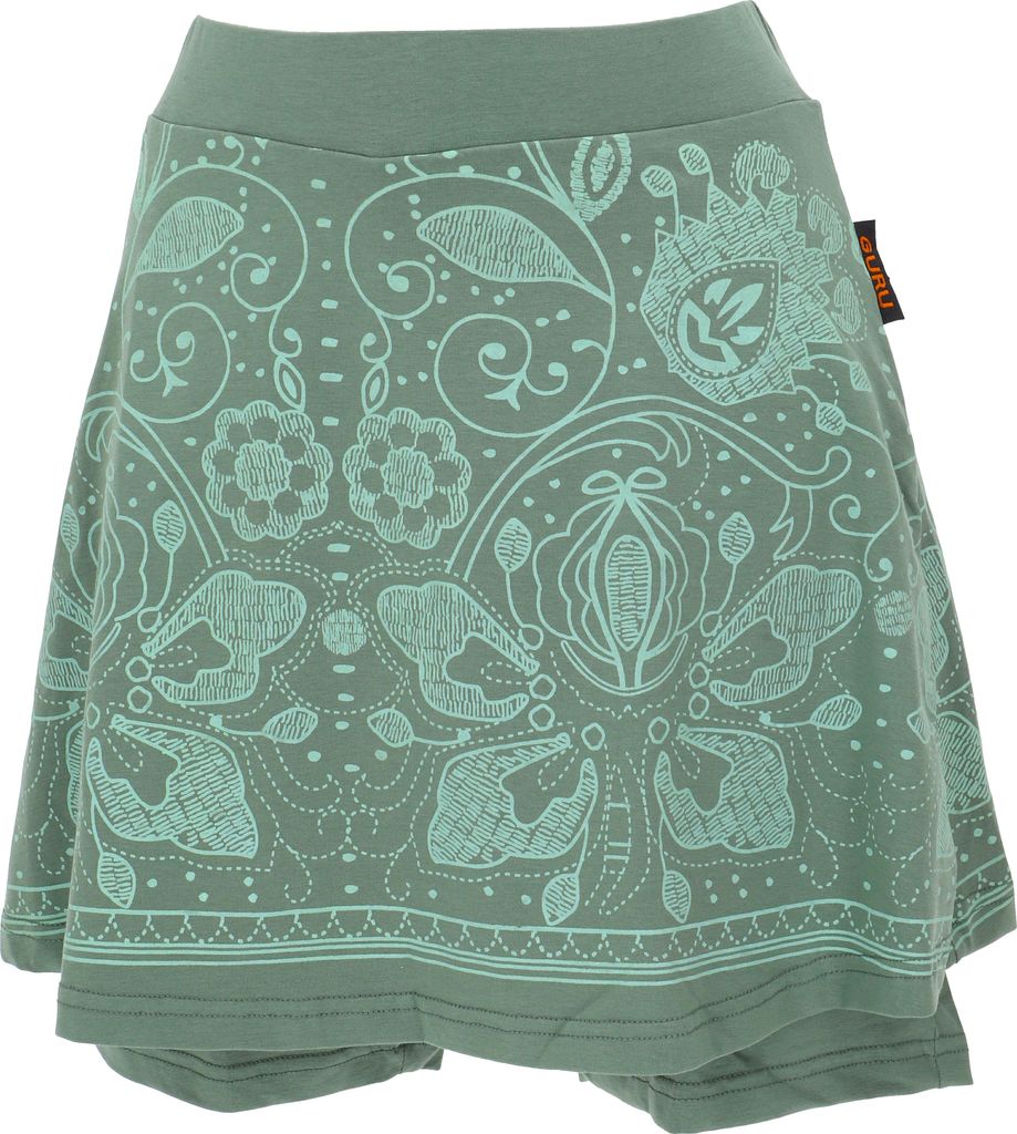 Minirock, Skort aus Biobaumwolle, Minirock mit Shorts, Yogarock - Grün, Damen, Baumwolle(Bio),Elasthan, Größe: L