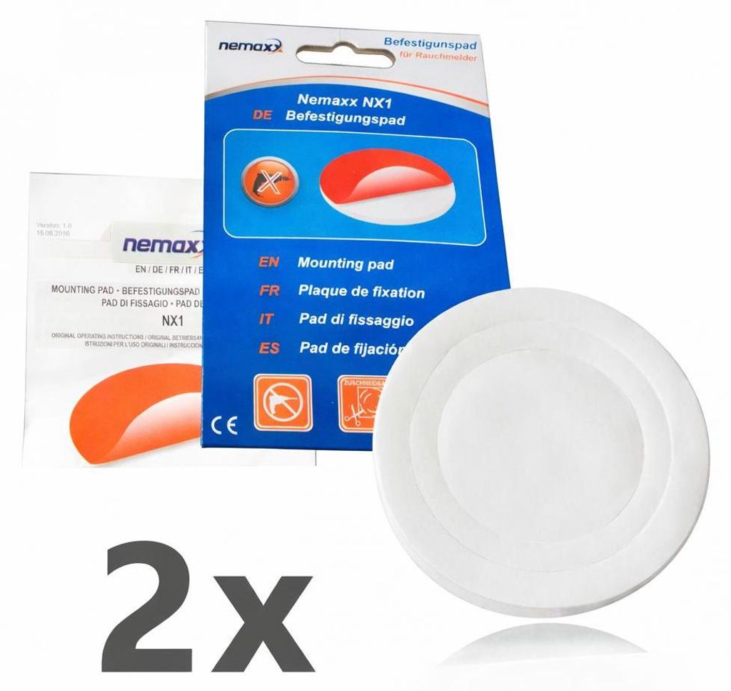 NEMAXX Rauchmelder-Befestigungspad Ø 80 mm, 2 Stück – 3M Klebepad High-Tack selbstklebend, ohne Bohren – für Rauch-, Brand-, CO- & Thermom...