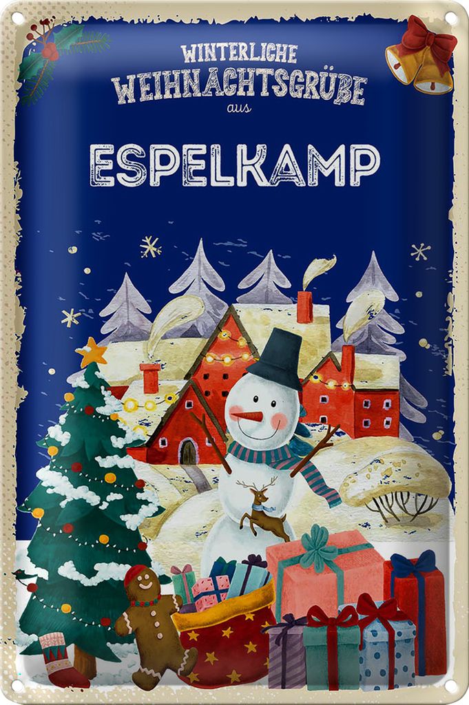 Blechschild Weihnachtsgrüße ESPELKAMP 20x30cm