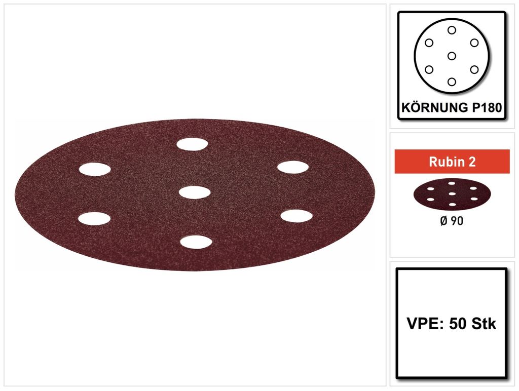 Festool Schleifscheiben STF D90/6 P180 RU2/50 | 499083