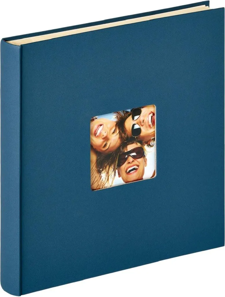 Album photo autocollant bleu 33x34 cm - Grande capacité pages blanches