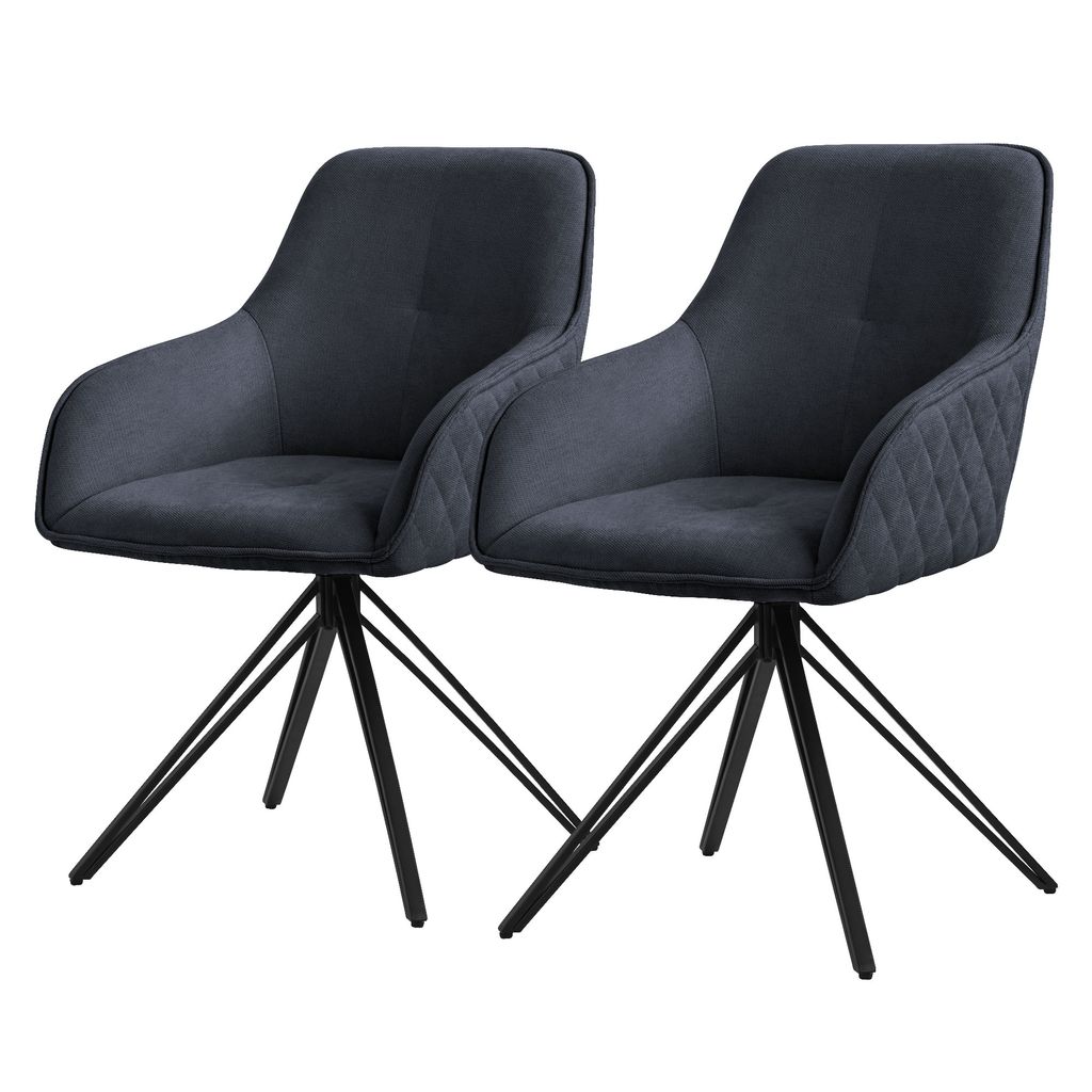 ML-Design 2x Esszimmerstuhl drehbar, Anthrazit, aus Textil Produktbild 