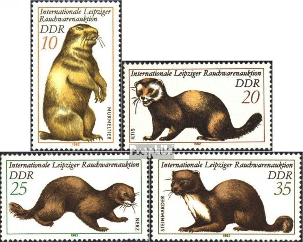 Briefmarken DDR 1982 Mi 2677-2680 (kompl.Ausgabe) postfrisch Internationale Leipziger Rauchwarenauktion
