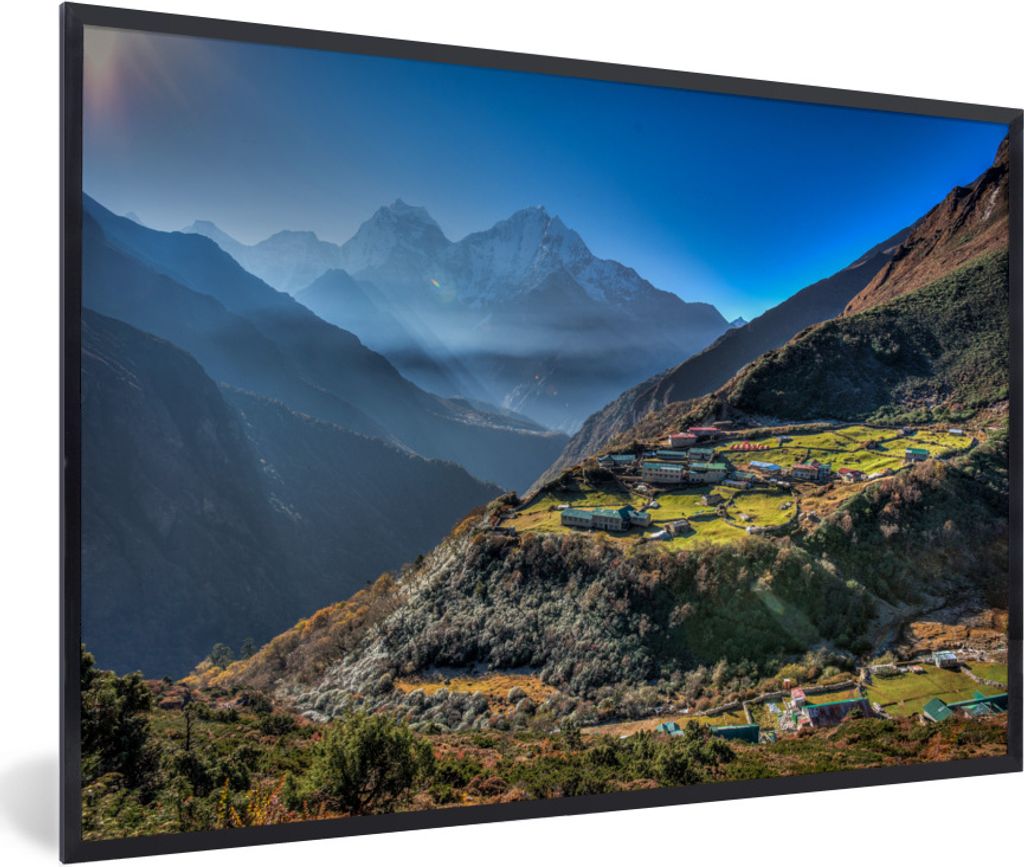 MuchoWow Gerahmtes Poster Bergdörfer in den Himalayas, Nepal 30x20 cm - Poster mit Schwarzem Bilderrahmen Wandposter Rahmen Foto Bilder - Kunstd...
