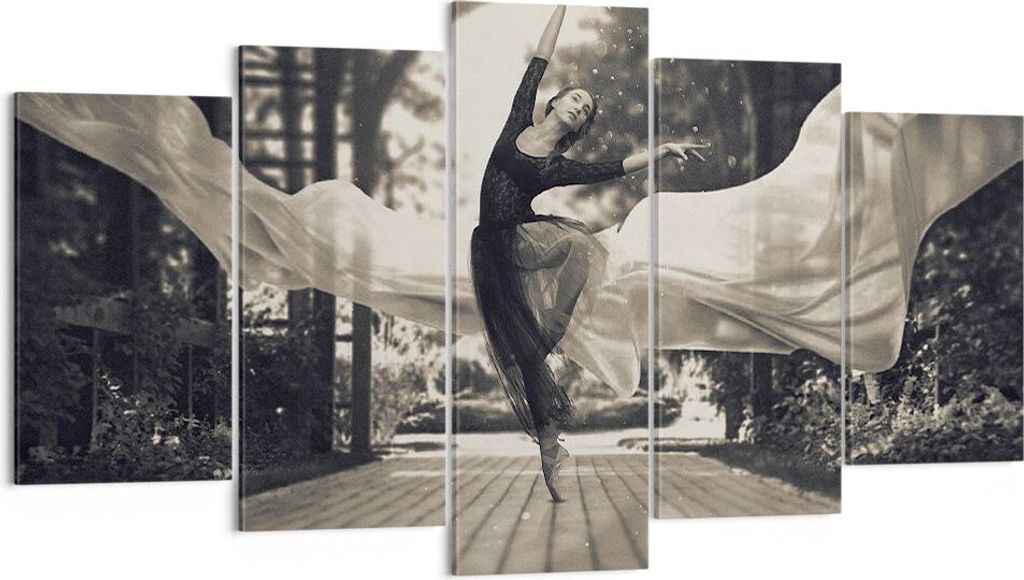 Bild auf Leinwand - Leinwandbild - 5 Teile - Ballerina Tanz Luft - 160x85cm - Wand Bild - Wanddeko - Wandbilder - Leinwanddruck - Bilder - Wanddeko...