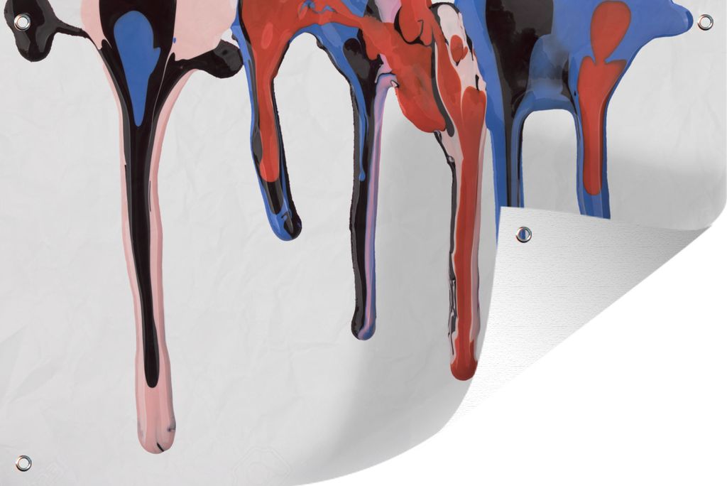 MuchoWow 120x80 cm Outdoor-Poster Gartendeko Sichtschutz Garten Poster für den Garten Tropfende bunte Farbtropfen