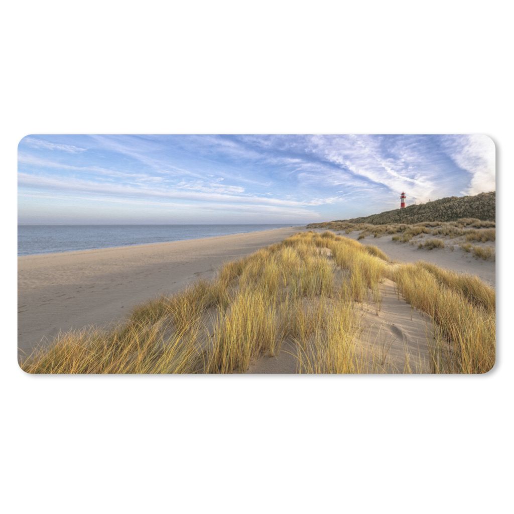 MuchoWow Schreibtischunterlage Strand - Himmel - Leuchtturm 80x40 cm - XXL Mauspad - Gaming Mauspad