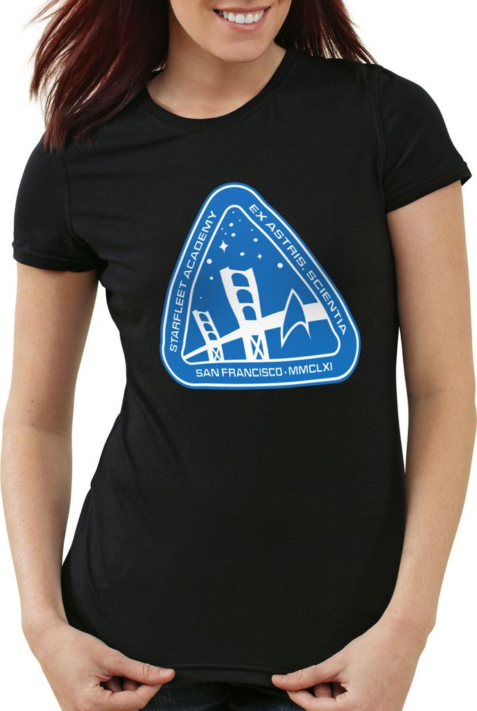 style3 San Francisco Academy Damen T-Shirt starfleet trekkie, Farbe:Schwarz, Größe:2XL