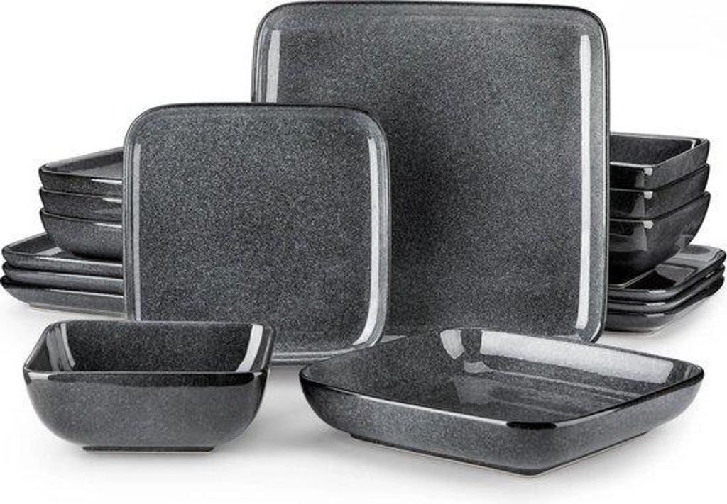 Graue Viereckige Servietten-Set - 16-teilig - Für 4 Personen - Modernes Design