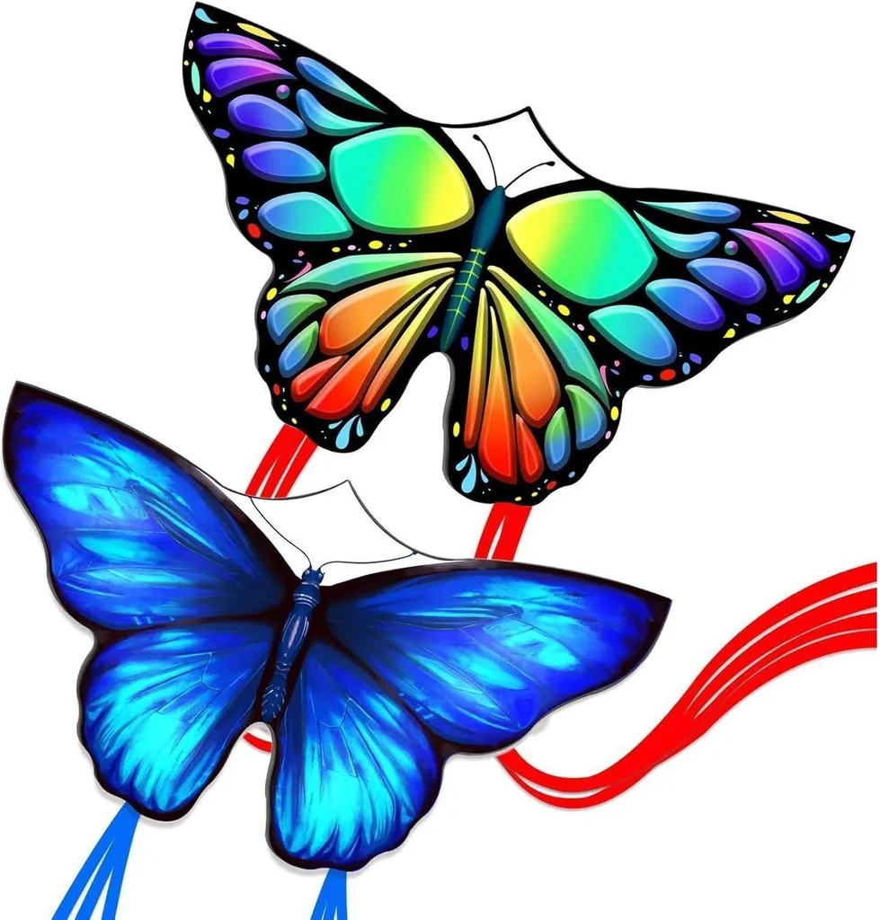Cerf-volant Papillon Incassable et Facile à Voler - Pack Duo Bleu Zen