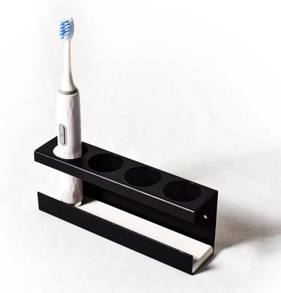 Support mural pour brosses à dents électriques en aluminium noir mat
