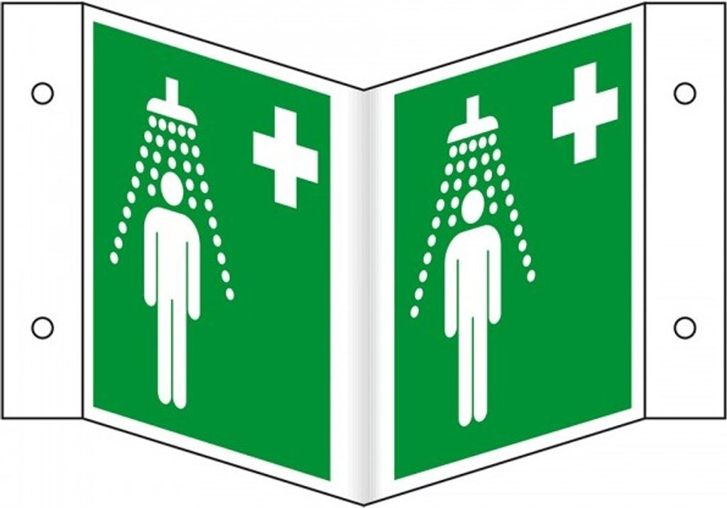 Dreifke Schild I Rettungs-Nasenschild Notdusche, Kunststoff, 200x200mm, ASR ...
