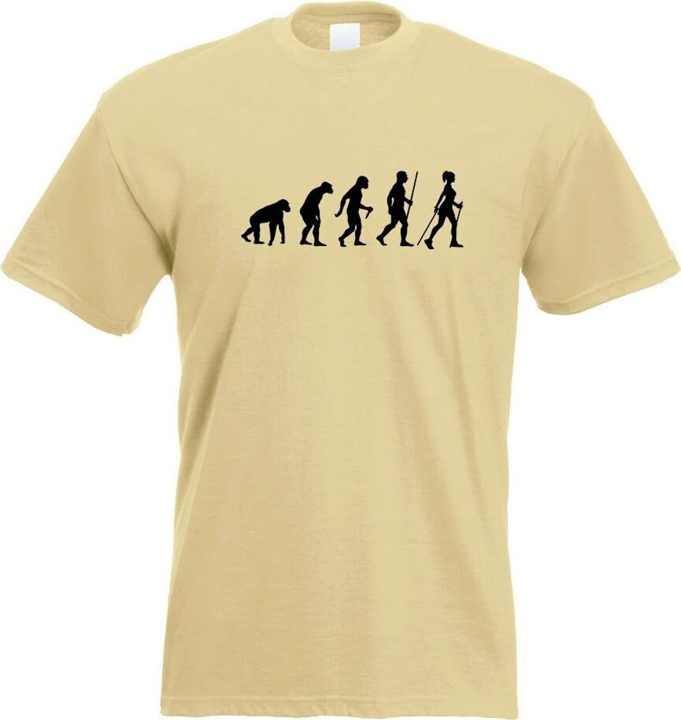 Kiwistar - T-Shirt - Khaki - Nordic Walking Evolution Motiv Bedruckt Funshirt Design Print - mit Motiv Bedruckt - Funshirt Design - Sport - Freizei...