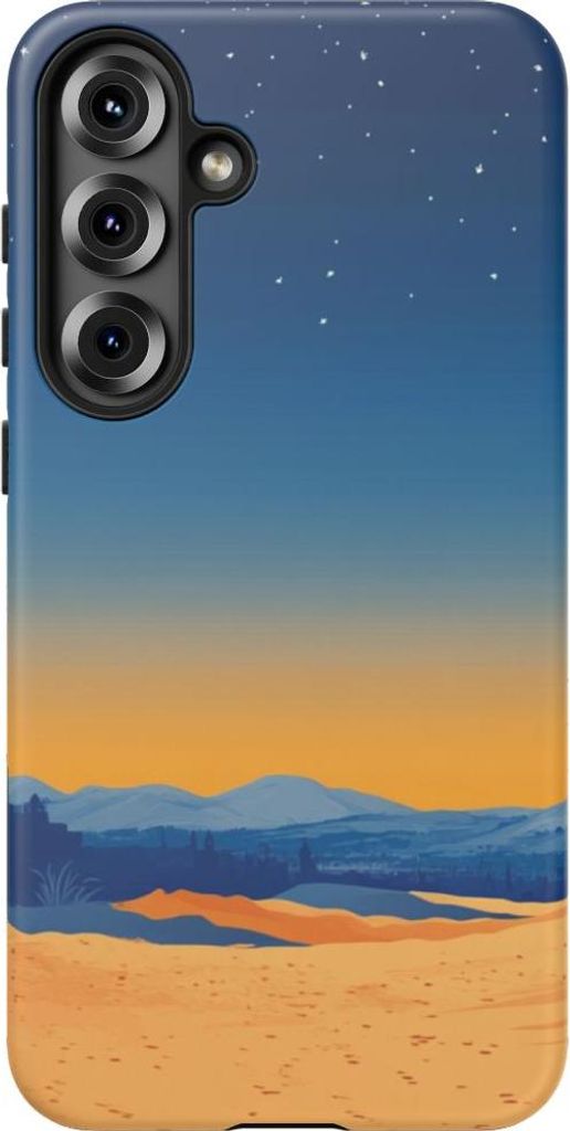 Wüstenlandschaft bei Nacht mit Mondschein – Handyhülle Kompatibel mit Galaxy S25 Plus