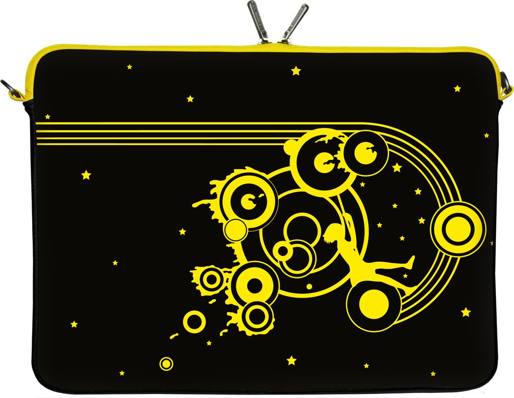 LS161-17 Swing Designer Laptop Tasche 17 Zoll Notebook Sleeve Hülle Schutzhülle Neopren bis 43,9 cm (17,3 Zoll) Bag Case Muster schwarz-gelb