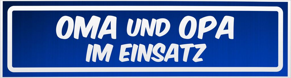 Kiwistar Oma und Opa im Einsatz invertiert Magnetschild Schild magnetisch - 45cm Blau - reflektierend - Magnetfolie für Auto PKW Kfz