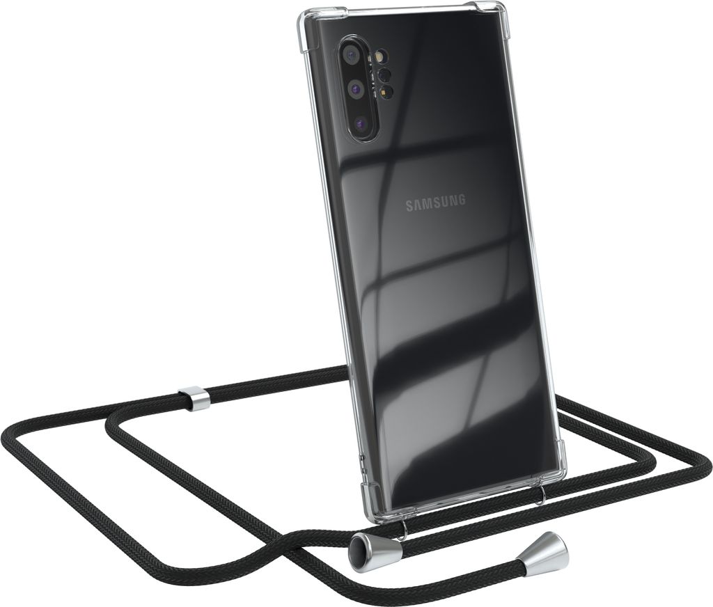 EAZY CASE Handykette kompatibel mit Samsung Galaxy Note 10 Plus, Handyhülle mit Umhängeband, Handykordel, Schutzhülle Clear, Band in Schwarz