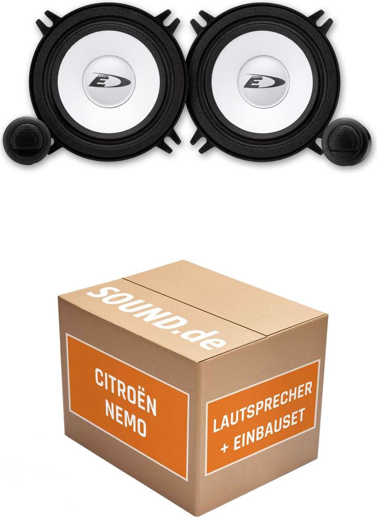 Lautsprecher Boxen Einbaupaket vorne Alpine SXE-1350S passend für Citroën Nemo | 250W Power 2x Hochtöner 2x Frequenzweiche