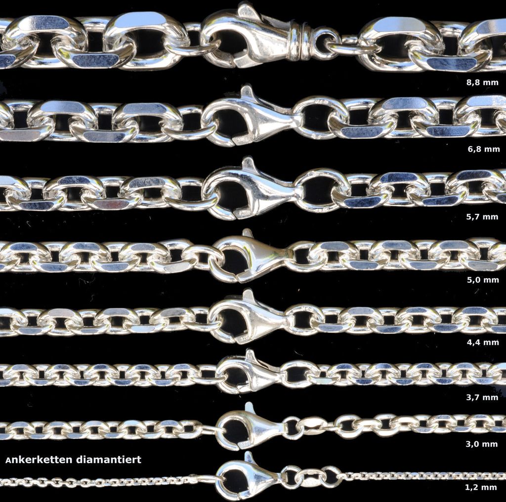 Ankerkette diamantiert Länge 60cm - Breite 5,0mm - 925 Produktbild 