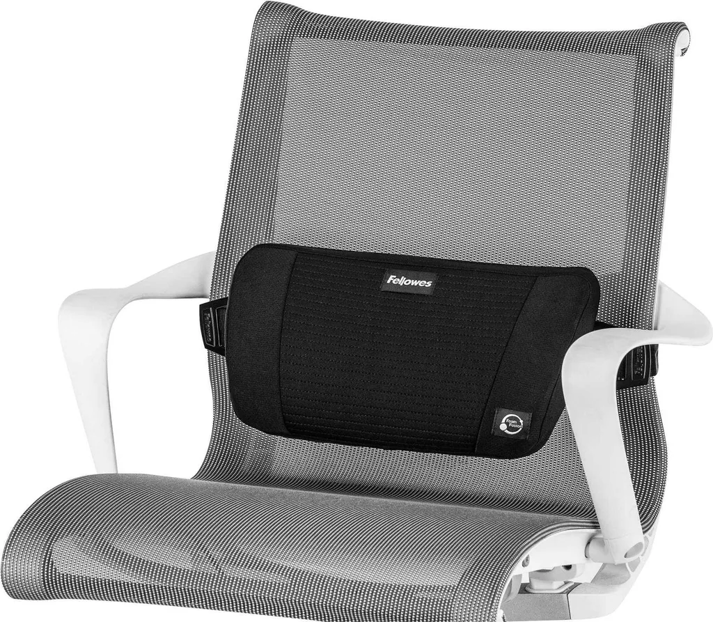 Fellowes PlushTouch Support Lombaire Ergonomique avec Sangle Ajustable Noire