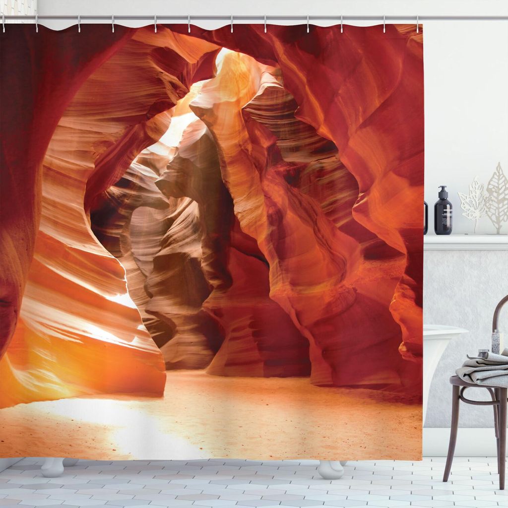 ABAKUHAUS Americana Duschvorhang, Grand Canyon Höhle in Colorado Majestic Usa Naturlandschaft Bild Druck, 175 x 180 cm, Rot Orange Braun