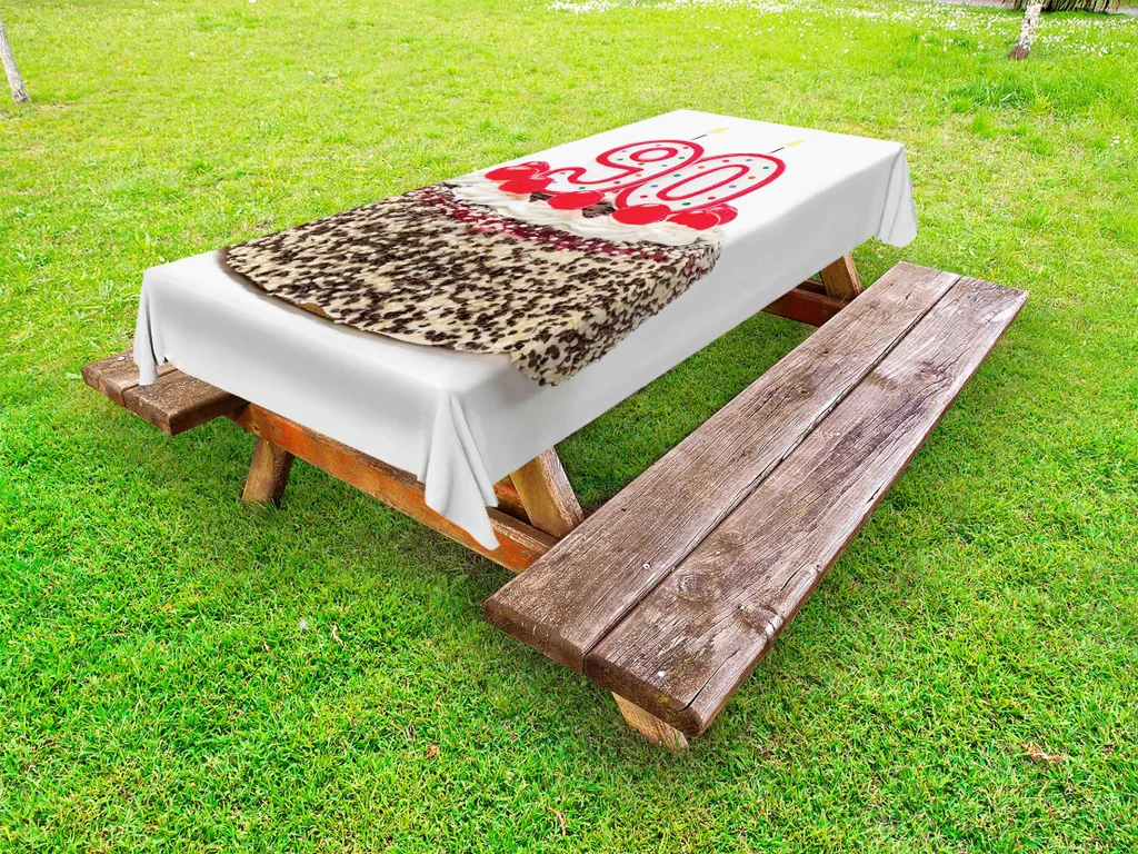 Tovaglia Antimacchia 90 Anni ABAKUHAUS: 145x305 cm Torta e Candeline
