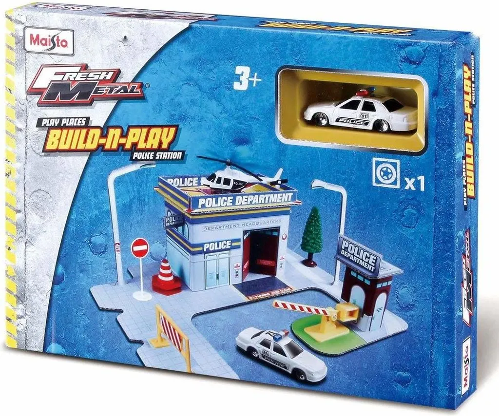 Maisto Build N Play Police Station avec voiture de police miniature