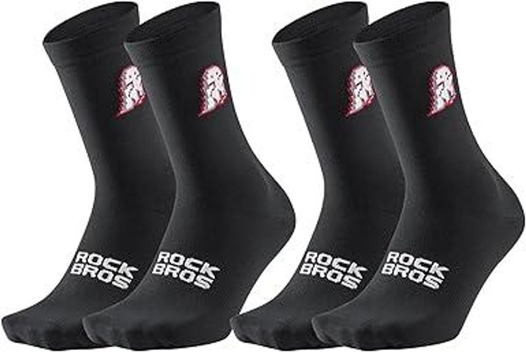 ROCKBROS Rennrad Socken Herren Damen, Atmungsaktive Fahrrad Socken für Radfahren, Fitness, Training, Bequeme Radsocken mit Verstärkter Schwarz S