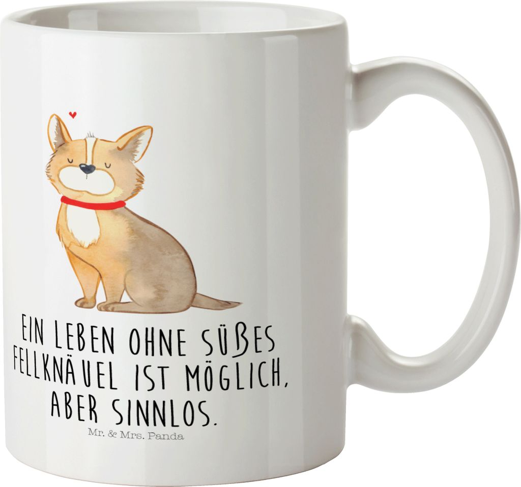Mr. & Mrs. Panda Plastikbecher Hund Glück - Weiß - Geschenk, Kindertasse, Kinderbecher, Sprüche, Spruch, Mehrwegbecher, Liebe, Süß, Pott, Camp...
