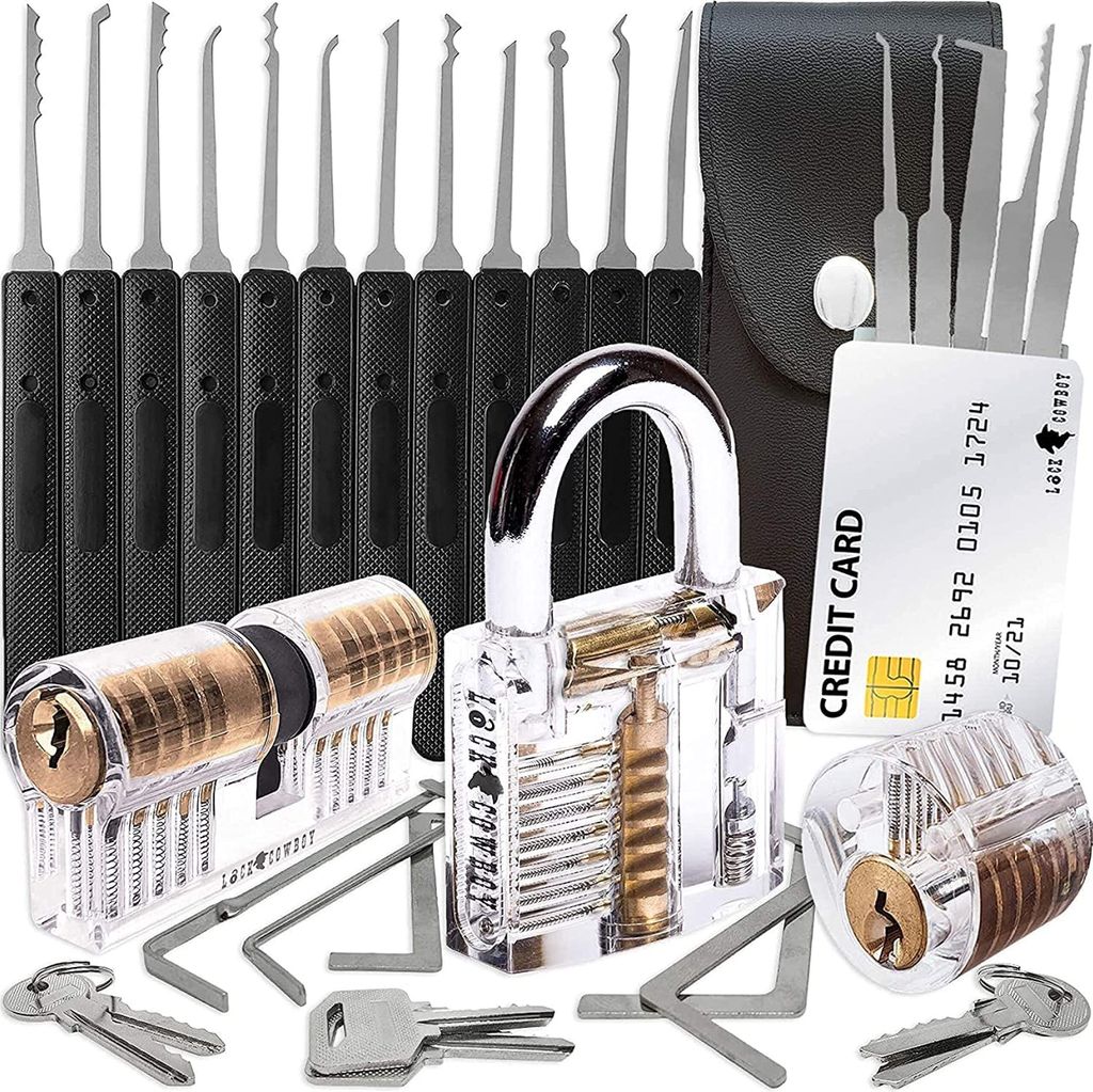LOCK COWBOY 30-teiliges Lockpicking Set mit 3 transparenten Produktbild 1