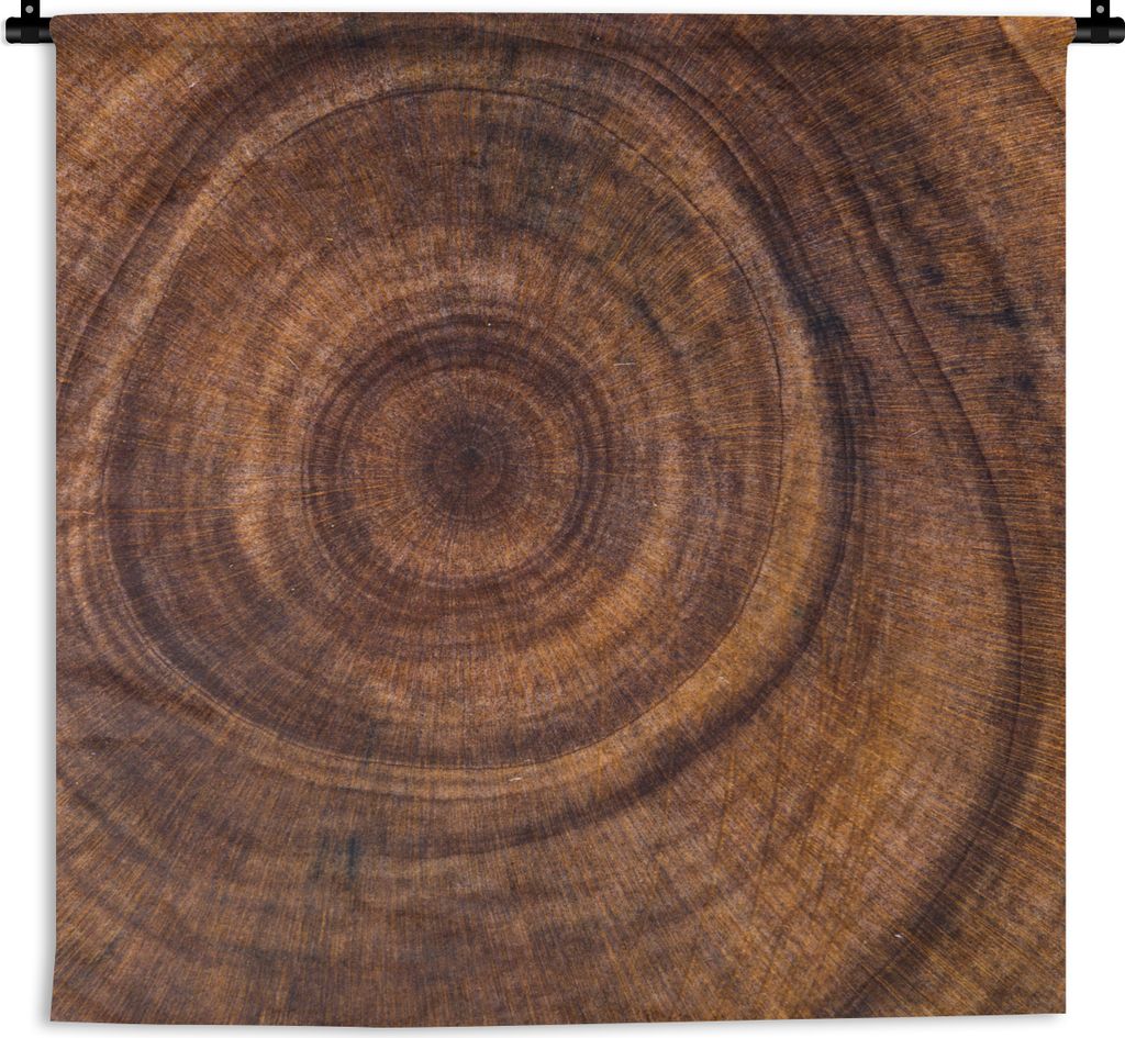 MuchoWow Wandteppich Wandbehang Kreis - Holz - Ringe 150x150 cm Tapisserie Dekoration Wandtuch - Wohnaccessoires - Modernes
