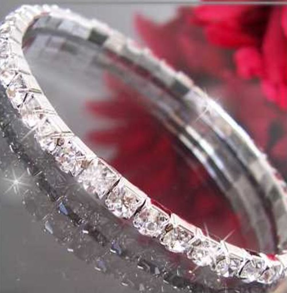 Armband Strassarmband Silber plattiert 18cm lang Schmuck Mode Damen Braut A1323* 
