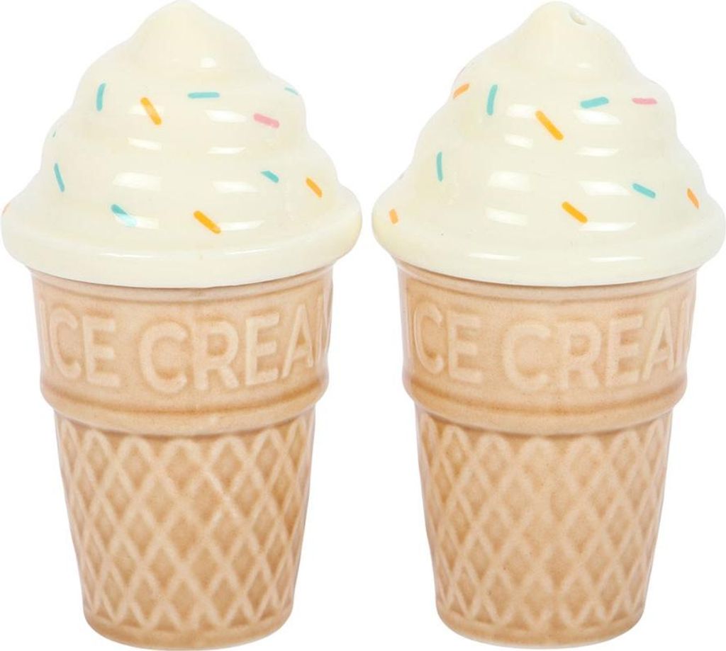 Something Different - Eiscreme-Salz- und Pfefferstreuer, Keramik SD10789 (Einheitsgröße) (Weiß/Braun)