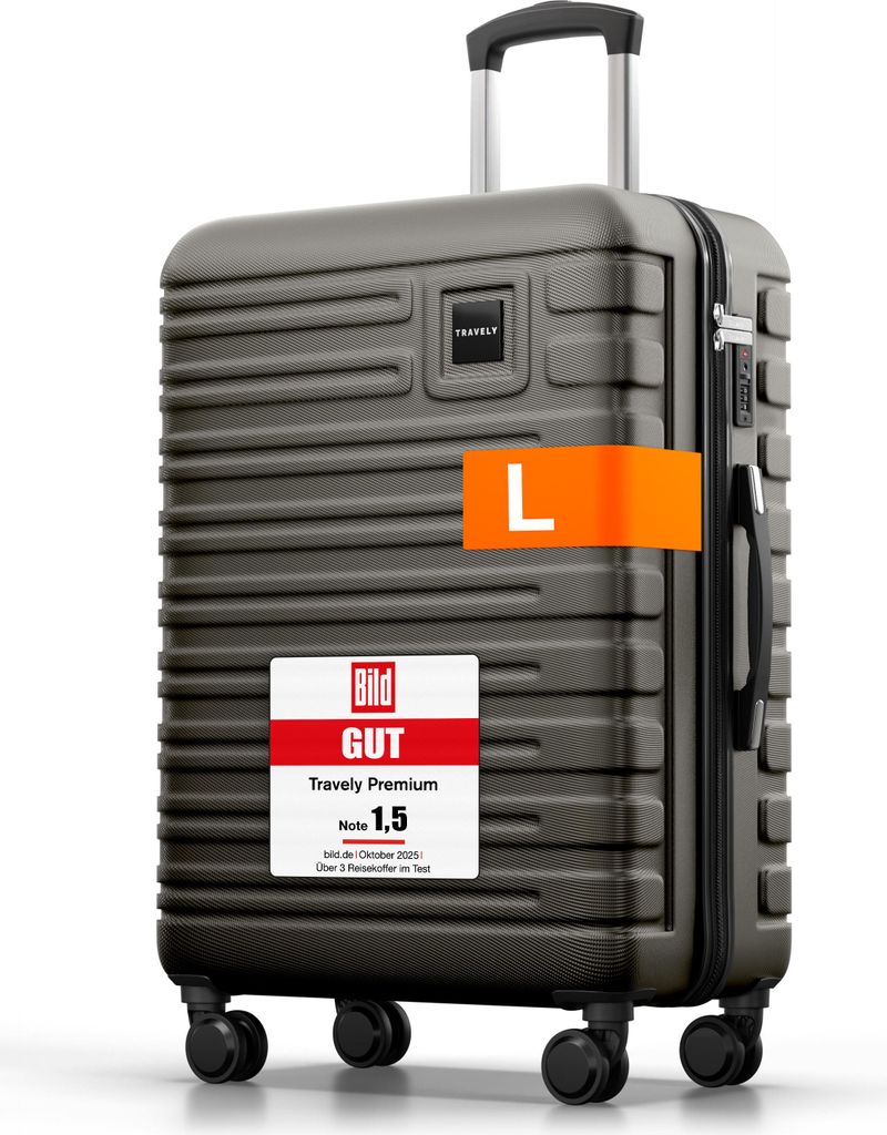 Travely Polycarbonat Koffer Groß 67cm L - 60L Innenvolumen - sehr robuster Hartschalen Koffer mit sanften Rollen & TSA Schloss, Reisekoffer, Koffe...