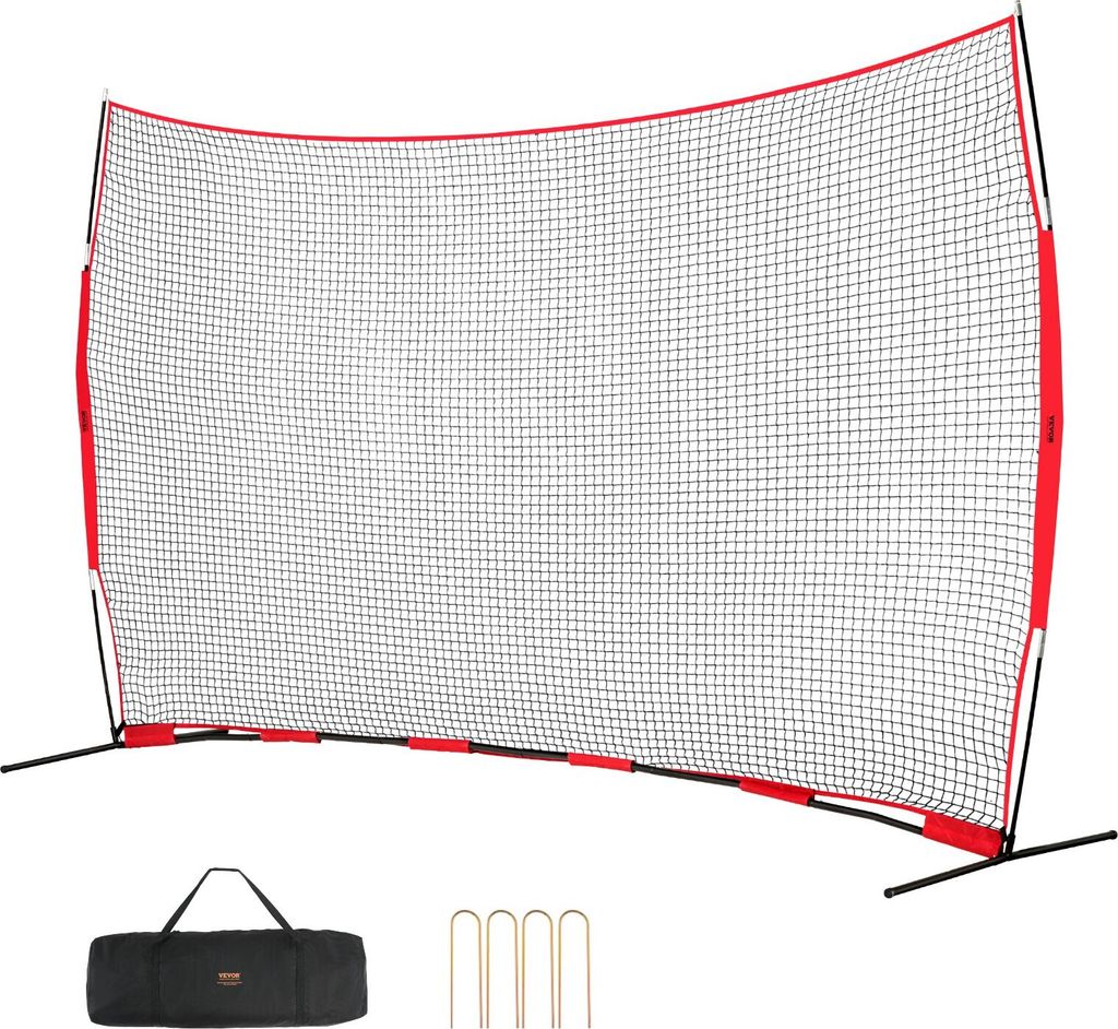 Barrikaden-Backstop-Netz, Ballsport-Absperrnetz, 507 x 140 x 312 cm Tragbare Übungsausrüstung mit Tragetasche, Schutzschirm für Baseball, Softba...