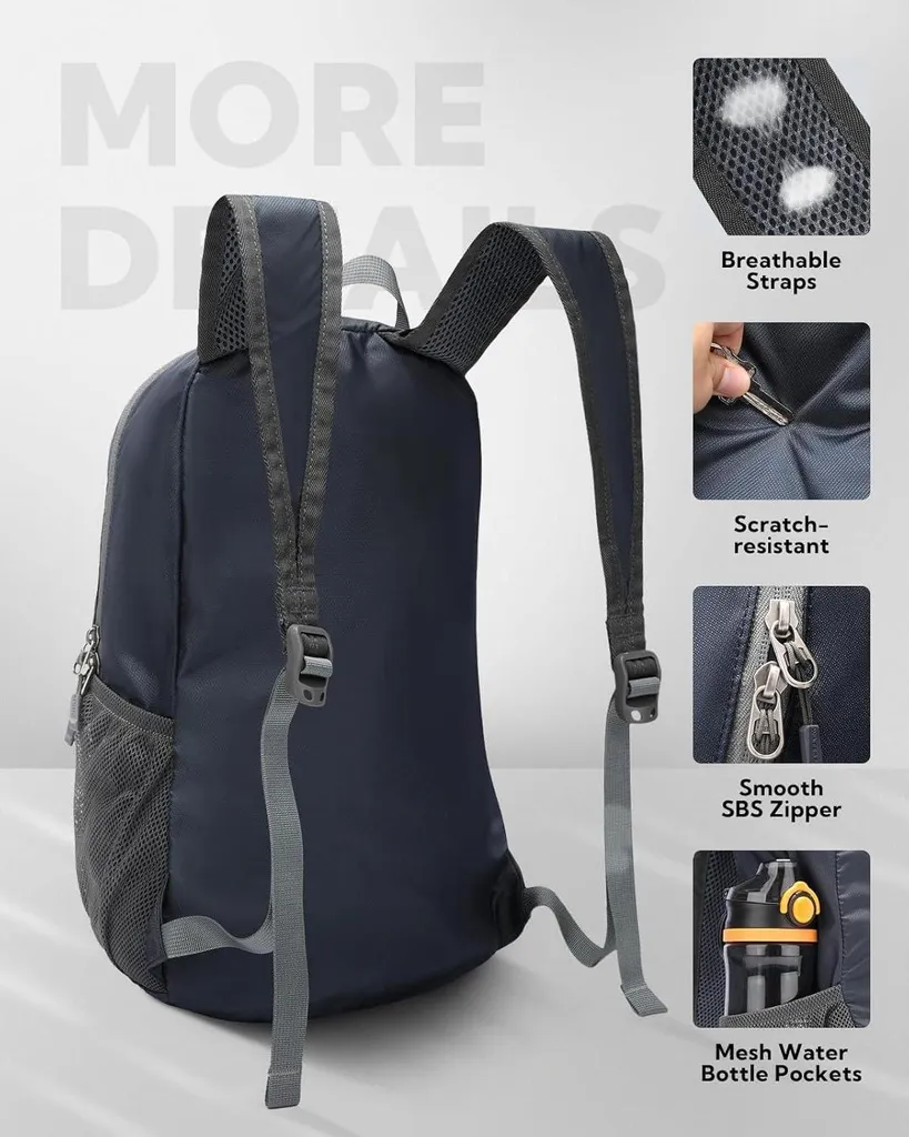 Sac à dos 18L pour voyage et marche - Format pliable compact ultraléger