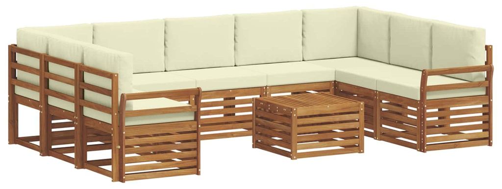 vidaXL Sofagarnituren 10 pcs Natur und Creme Massivholz Akazie