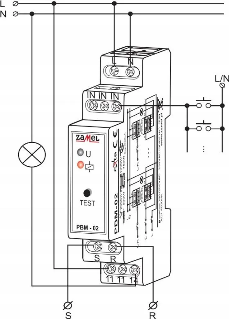 Relais bistable 230V AC ZAMEL pour commande éclairage escalier TH35 - 7