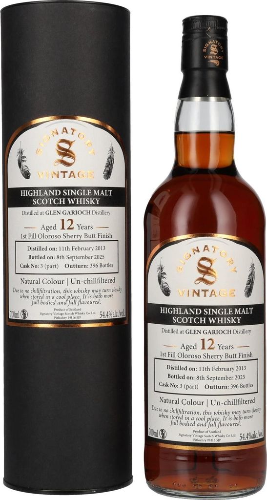Signatory Vintage GLEN GARIOCH 12 Years Old 1st Fill Oloroso Sherry Butt Finish Cask # 3 54,4% Vol. 0,7l in Geschenkbox