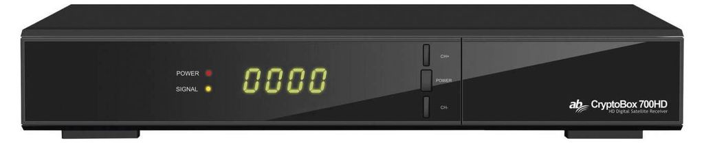 A digital satellite receiver on a black background.