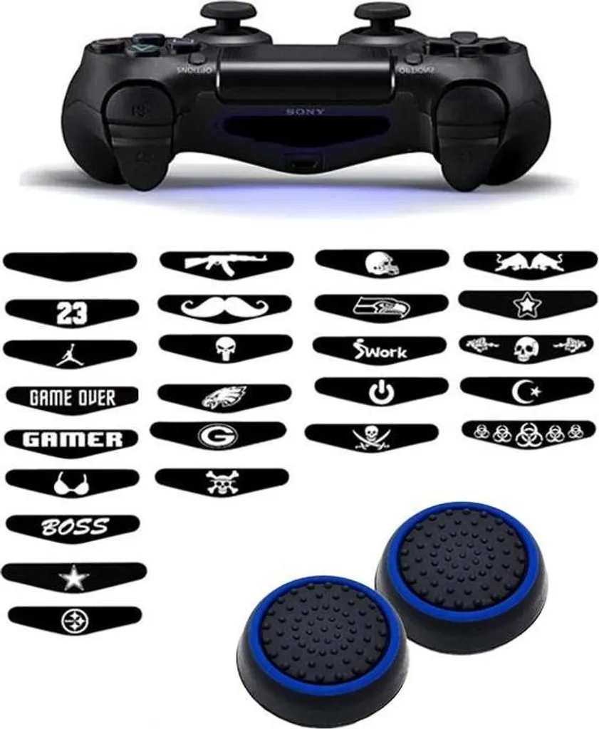 Protezioni Analogici PS4 | Kit Impugnature in Silicone + Adesivi Design