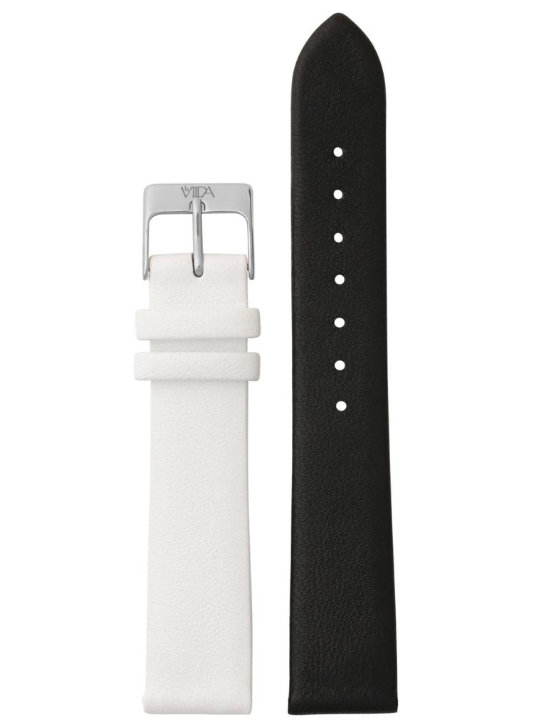 laVIIDA Uhrenarmband LB-SVI2005S Ersatzband Leder 18 mm Schwarz-Weiß